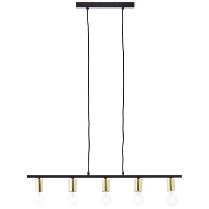 Brilliant - KERRY kábeles csillár 5xE27/40W/230V fekete/sárgaréz