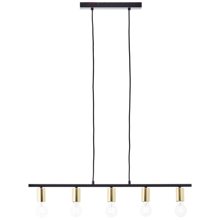 Brilliant - KERRY kábeles csillár 5xE27/40W/230V fekete/sárgaréz