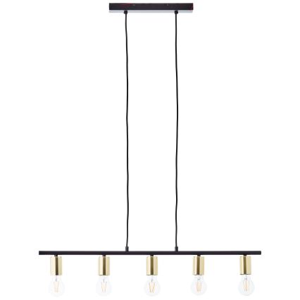 Brilliant - KERRY kábeles csillár 5xE27/40W/230V fekete/sárgaréz