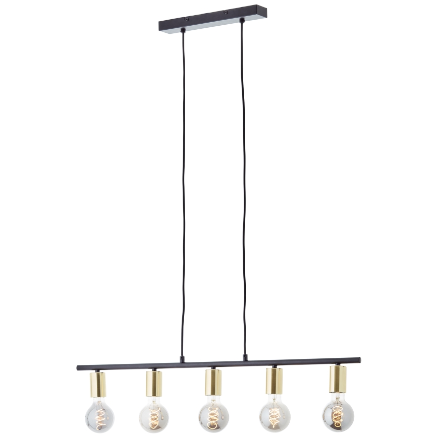 Brilliant - KERRY kábeles csillár 5xE27/40W/230V fekete/sárgaréz