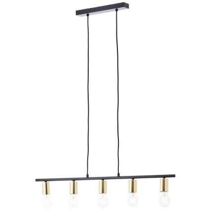 Brilliant - KERRY kábeles csillár 5xE27/40W/230V fekete/sárgaréz