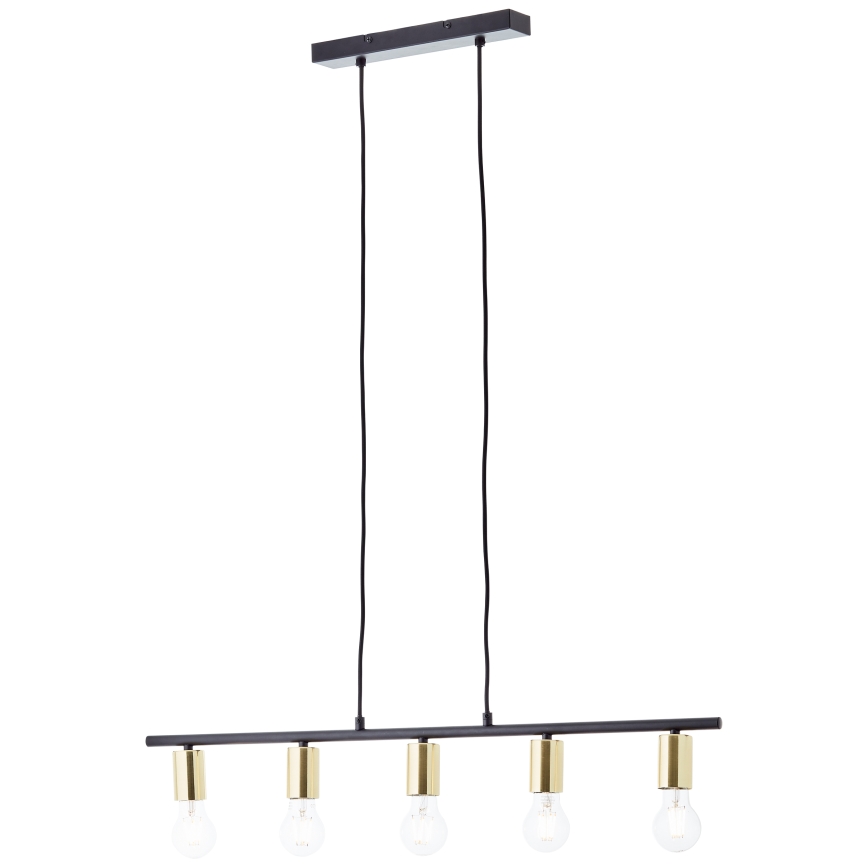 Brilliant - KERRY kábeles csillár 5xE27/40W/230V fekete/sárgaréz