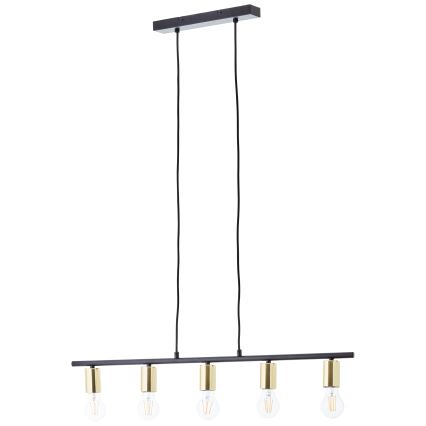 Brilliant - KERRY kábeles csillár 5xE27/40W/230V fekete/sárgaréz