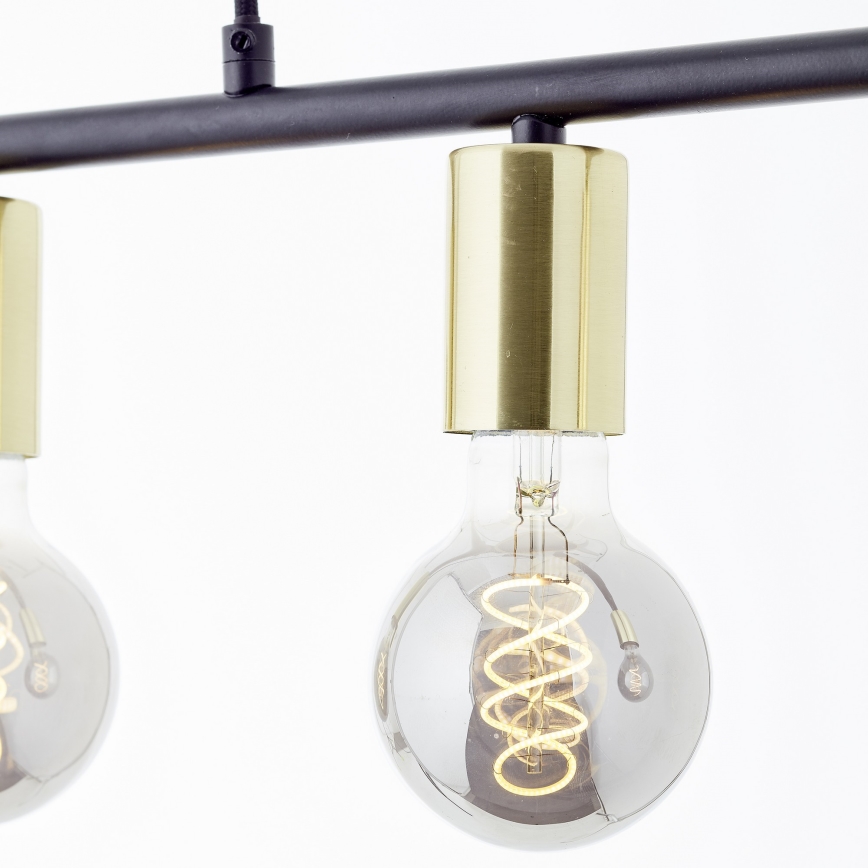 Brilliant - KERRY kábeles csillár 5xE27/40W/230V fekete/sárgaréz