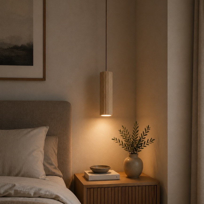 Brilliant - LAKEWOOD kábeles függeszték 1xGU10/10W/230V, Ø 10 cm, barna