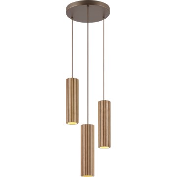 Brilliant - LAKEWOOD zsinóros csillár 3xGU10/10W/230V, átm. 28 cm, barna