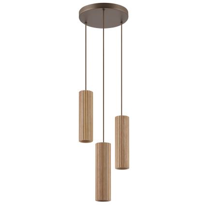 Brilliant - LAKEWOOD zsinóros csillár 3xGU10/10W/230V, átm. 28 cm, barna