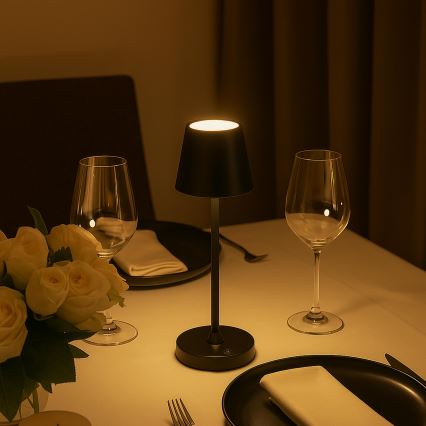 Brilliant - LED-es, fényerőszabályozható, újratölthető, érintésvezérlésű kültéri asztali lámpa ELORA LED/2,5W/5V 2700K 2600 mAh IP44 fekete