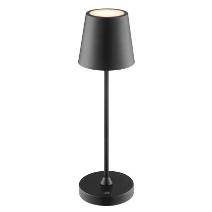 Brilliant - LED-es, fényerőszabályozható, újratölthető, érintésvezérlésű kültéri asztali lámpa ELORA LED/2,5W/5V 2700K 2600 mAh IP44 fekete
