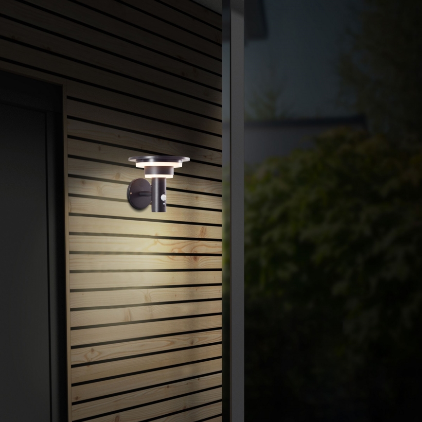 Brilliant - LED Napelemes érzékelős fali lámpa GARVINA LED/3W/3,7V 2000 mAh IP44 fekete
