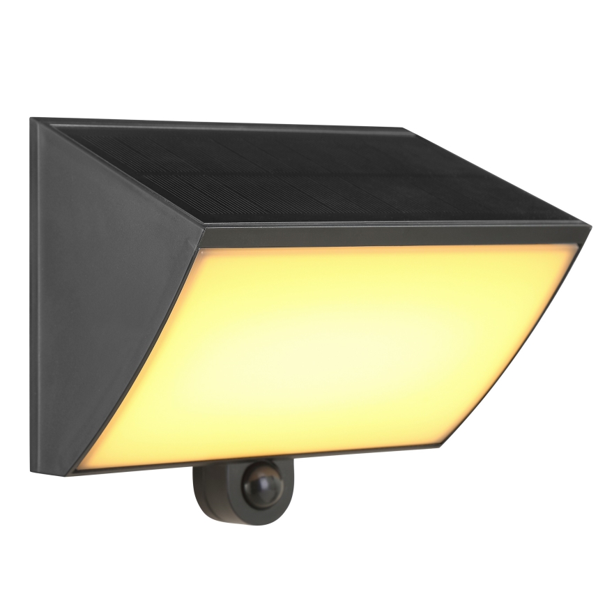 Brilliant - SIERRA LED napelemes fali lámpa érzékelővel 6W/3,7V 2700/4000/6500K 2000 mAh IP54 fekete