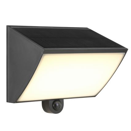 Brilliant - SIERRA LED napelemes fali lámpa érzékelővel 6W/3,7V 2700/4000/6500K 2000 mAh IP54 fekete