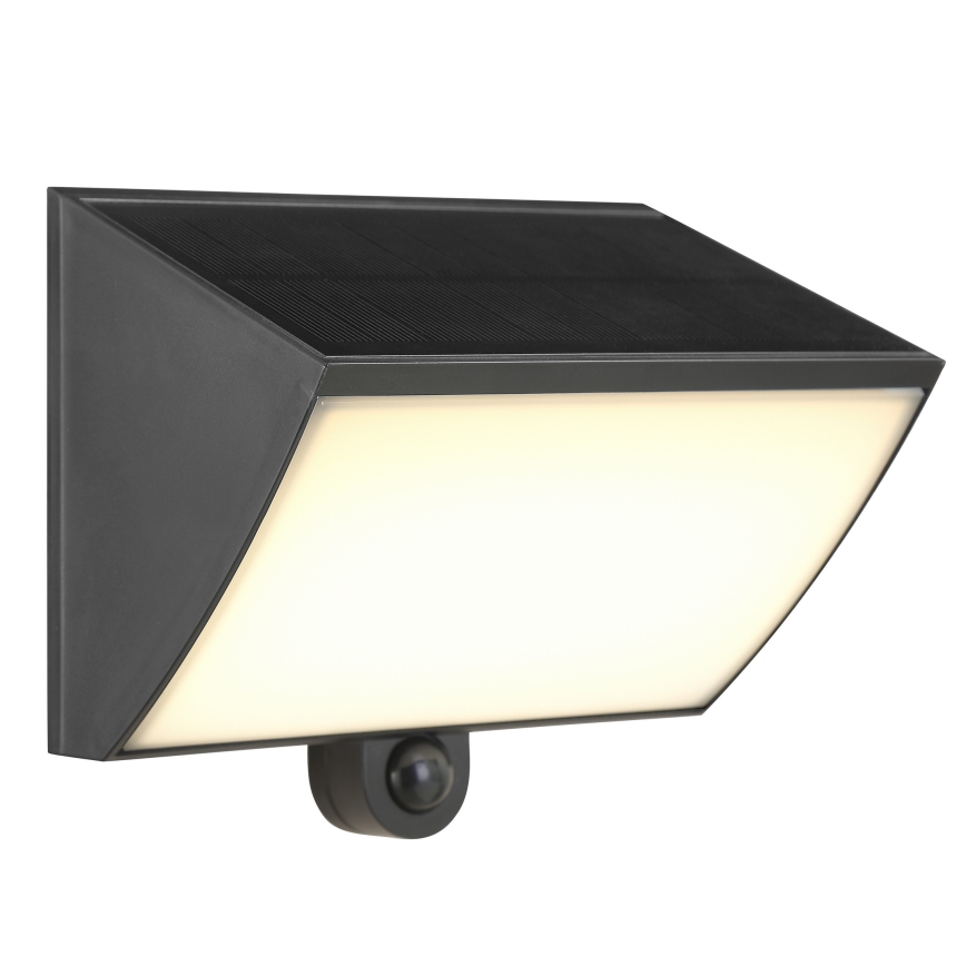 Brilliant - SIERRA LED napelemes fali lámpa érzékelővel 6W/3,7V 2700/4000/6500K 2000 mAh IP54 fekete