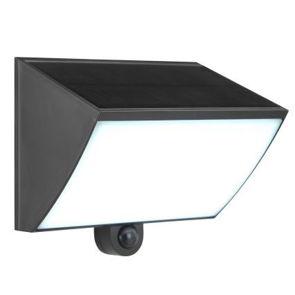 Brilliant - SIERRA LED napelemes fali lámpa érzékelővel 6W/3,7V 2700/4000/6500K 2000 mAh IP54 fekete