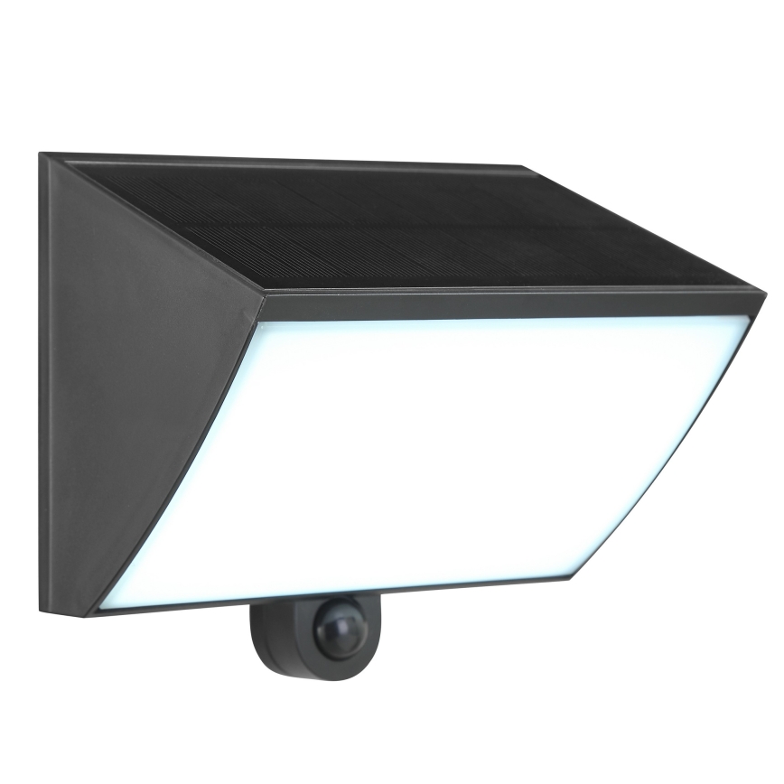 Brilliant - SIERRA LED napelemes fali lámpa érzékelővel 6W/3,7V 2700/4000/6500K 2000 mAh IP54 fekete