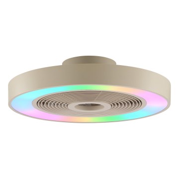 Brilliant - LED RGBW fényerőszabályozható mennyezeti lámpa ventilátorral CATANIA LED/37W/230V 2700-6500K átm. 48,6 cm bézs + távirányító