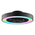 Brilliant - LED RGBW fényerőszabályozható mennyezeti lámpa ventilátorral CATANIA LED/37W/230V 2700–6500K átm. 48,6 cm fekete + távirányító