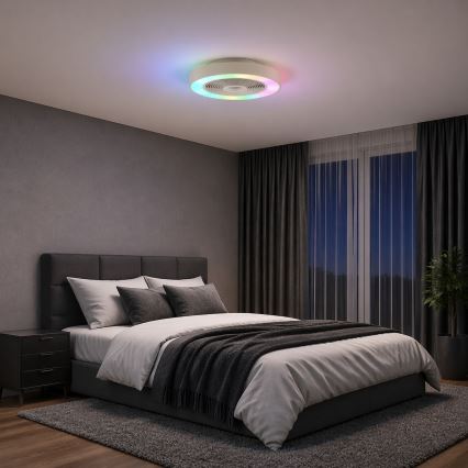 Brilliant - LED RGBW fényerőszabályozható mennyezeti lámpa ventilátorral CATANIA LED/37W/230V 2700-6500K átm. 48,6 cm bézs + távirányító