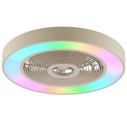 Brilliant - LED RGBW fényerőszabályozható mennyezeti lámpa ventilátorral CATANIA LED/37W/230V 2700-6500K átm. 48,6 cm bézs + távirányító