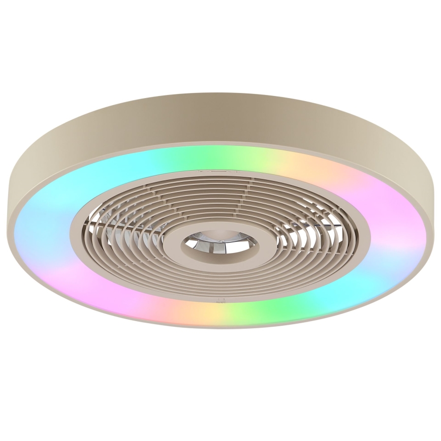 Brilliant - LED RGBW fényerőszabályozható mennyezeti lámpa ventilátorral CATANIA LED/37W/230V 2700-6500K átm. 48,6 cm bézs + távirányító