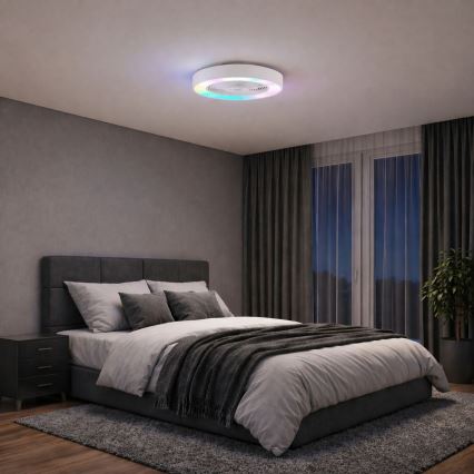 Brilliant - LED RGBW Dimmelhető mennyezeti lámpatest ventilátorral CATANIA LED/37W/230V 2700-6500K átmérő 48,6 cm fehér + távirányító