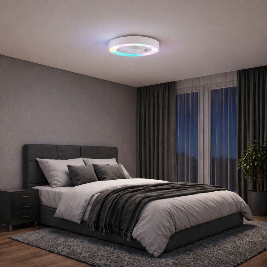 Brilliant - LED RGBW Dimmelhető mennyezeti lámpatest ventilátorral CATANIA LED/37W/230V 2700-6500K átmérő 48,6 cm fehér + távirányító