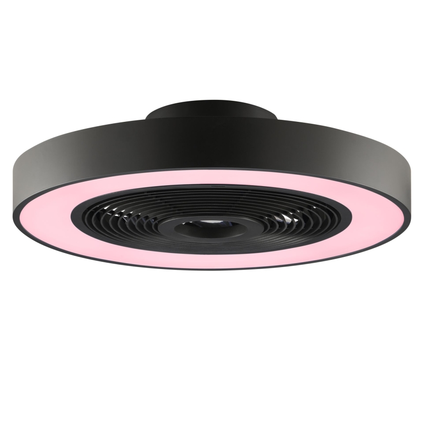 Brilliant - LED RGBW fényerőszabályozható mennyezeti lámpa ventilátorral CATANIA LED/37W/230V 2700–6500K átm. 48,6 cm fekete + távirányító