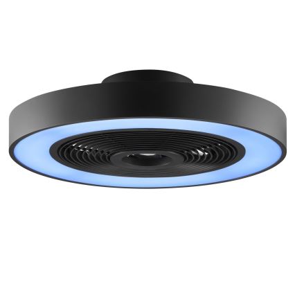 Brilliant - LED RGBW fényerőszabályozható mennyezeti lámpa ventilátorral CATANIA LED/37W/230V 2700–6500K átm. 48,6 cm fekete + távirányító