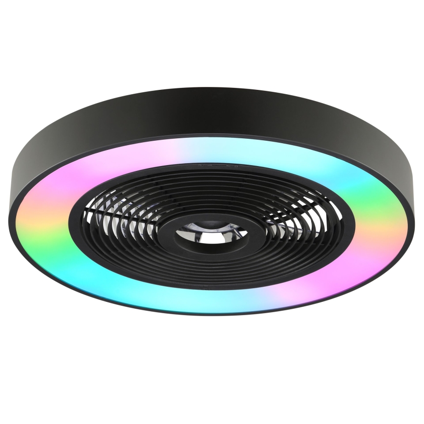 Brilliant - LED RGBW fényerőszabályozható mennyezeti lámpa ventilátorral CATANIA LED/37W/230V 2700–6500K átm. 48,6 cm fekete + távirányító