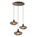 Brilliant - LYN kábelre függesztett csillár, 3xE27/20W/230V, átm. 69 cm, barna/füstbarna