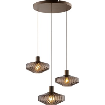 Brilliant - LYN kábelre függesztett csillár, 3xE27/20W/230V, átm. 69 cm, barna/füstbarna