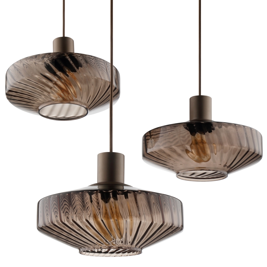 Brilliant - LYN kábelre függesztett csillár, 3xE27/20W/230V, átm. 69 cm, barna/füstbarna