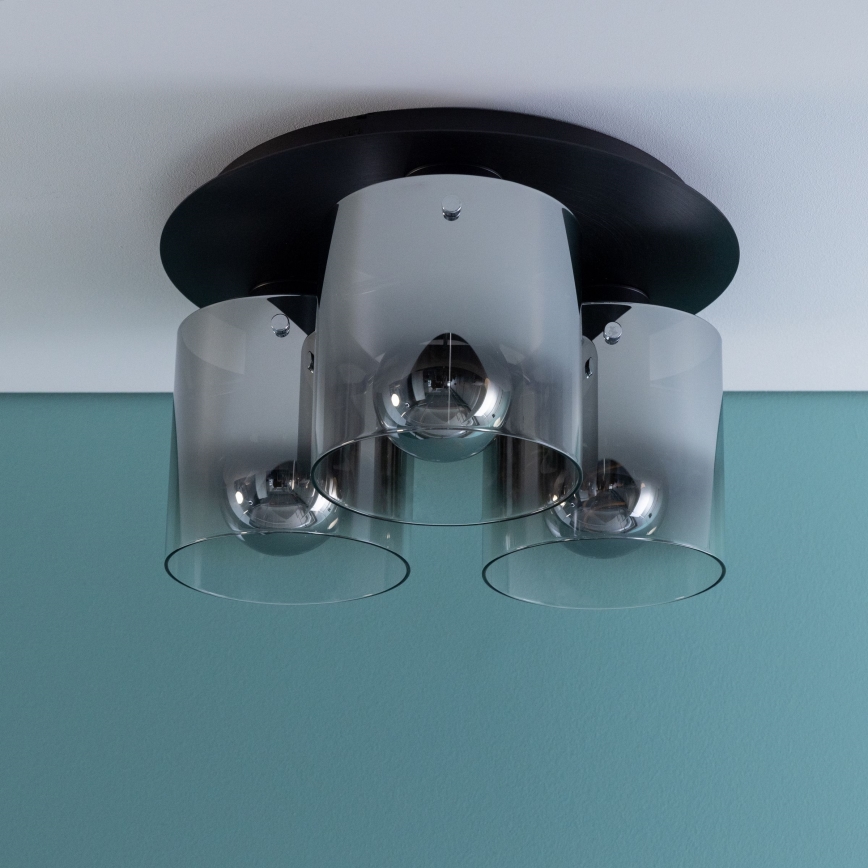 Brilliant - Mennyezeti lámpatest BETH 3xE27/60W/230V átmérő 37 cm fekete/füstszínű