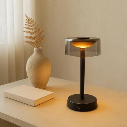 Brilliant - RAZOR LED dimmelhető, újratölthető, érintésvezérelt kültéri asztali lámpa LED/2,5W/5V 2700K 2600 mAh IP44 fekete
