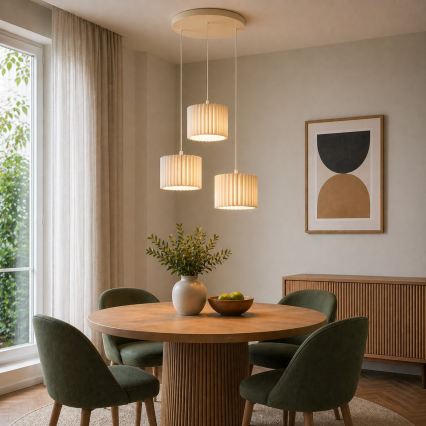 Brilliant - VELIN kábeles csillár 3xE27/20W/230V, átmérő 61 cm, krémszínű