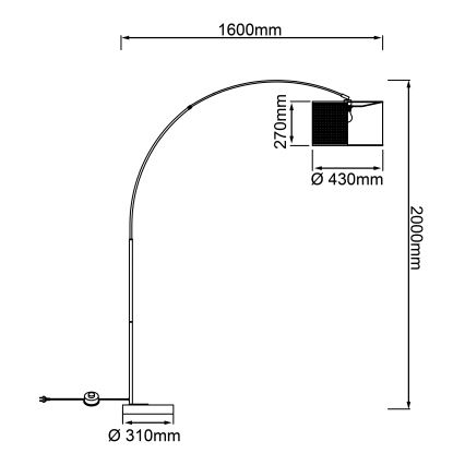 Brilliant - WILEY állólámpa 1xE27/60W/230V fekete/bézs