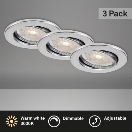 Brilo - SZETT 3x LED dimmelhető fürdőszobai beépíthető lámpa DIMM LED/5,5W/230V 3000K IP23 matt króm