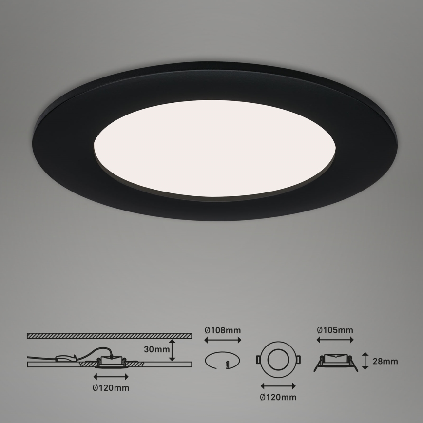Brilo - 3 darabos FLAT LED fürdőszobai beépíthető mennyezeti lámpa LED/6W/230V IP44 fekete
