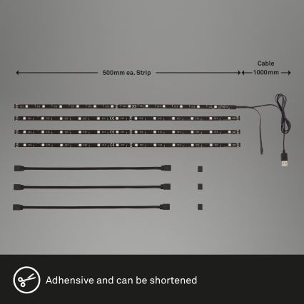 Brilo - LED RGBW állítható fényerejű szalag TV-hez 3m LED/2,5W/USB + távirányító