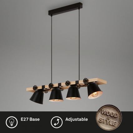 Brilo - Csillár zsinóron TALLE 4xE27/40W/230V gumifa