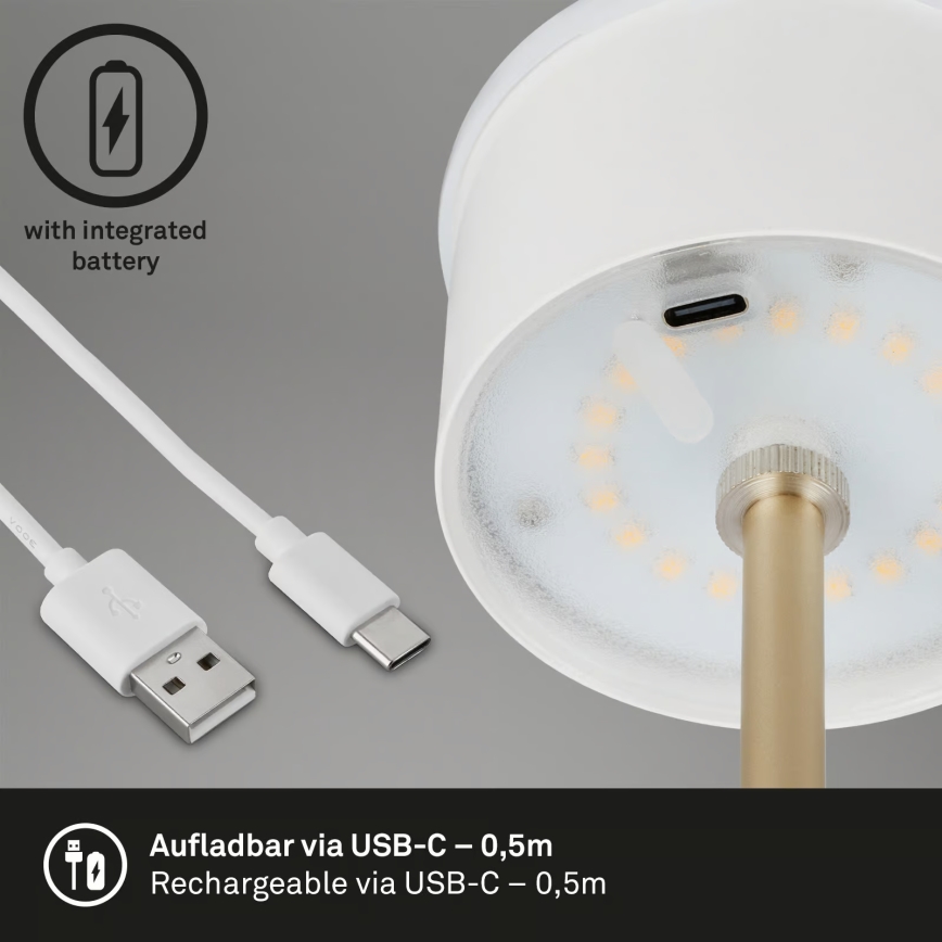 Brilo - LED dimmelhető, újratölthető érintésvezérelt kültéri asztali lámpa KIKI LED/2,6W/5V IP44 2600 mAh barna