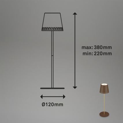 Brilo - LED dimmelhető, újratölthető érintésvezérelt kültéri asztali lámpa KIKI LED/2,6W/5V IP44 2600 mAh barna