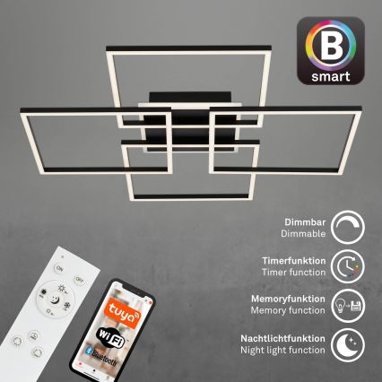 Brilo - LED dimmelhető mennyezeti lámpa FRAME LED/50W/230V 2700-6500K 72,4x72,4cm fekete Wi-Fi Tuya + távirányító