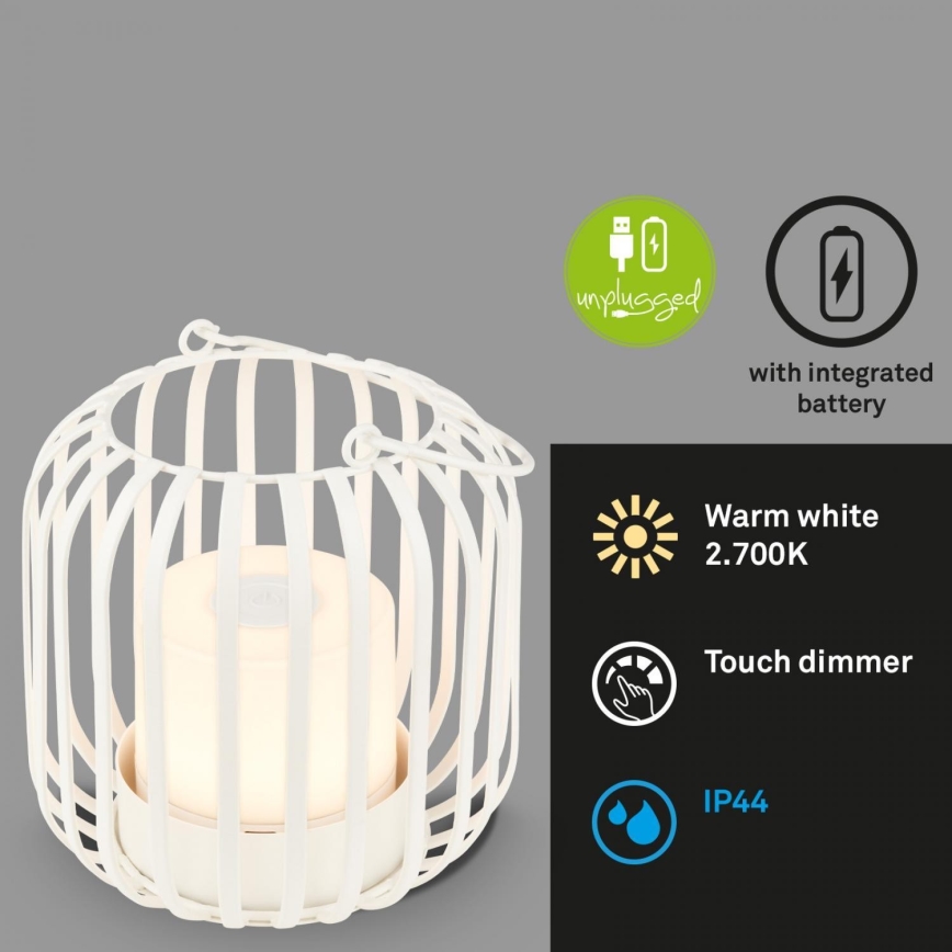 Brilo - LED Dimmelhető újratölthető kültéri asztali lámpa LED/2W/5V IP44 fehér