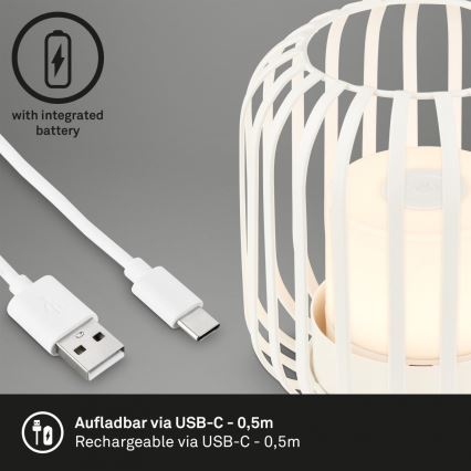 Brilo - LED Dimmelhető újratölthető kültéri asztali lámpa LED/2W/5V IP44 fehér