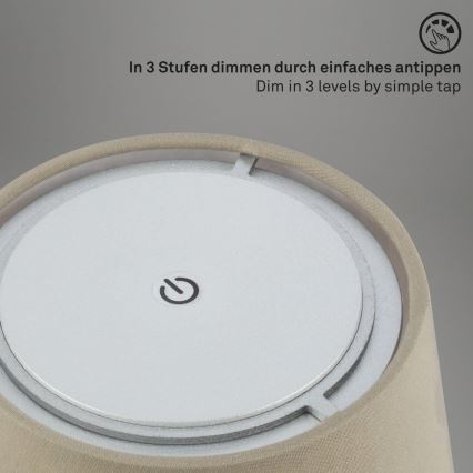 Brilo - LED Dimmelhető újratölthető kültéri asztali lámpa LED/3W/5V IP44 ezüst/bézs