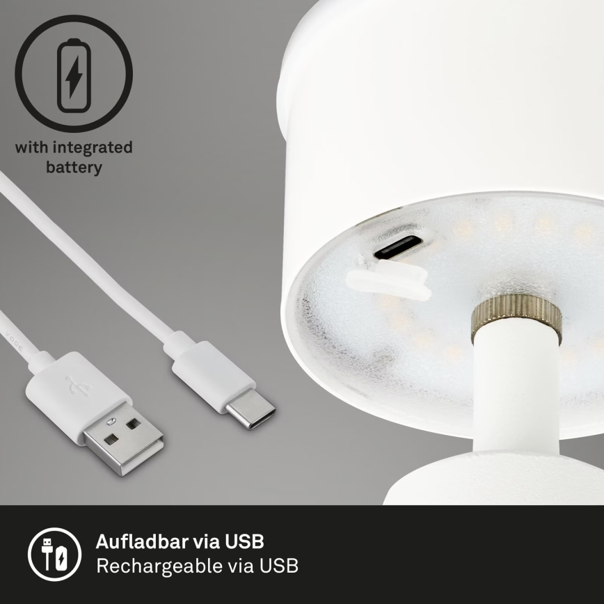 Brilo - LED Dimmelhető újratölthető kültéri asztali lámpa LED/3,5W/5V IP44 fehér