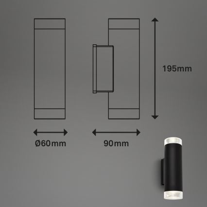 Brilo - LED Kültéri fali lámpa 2xGU10/4,7W/230V IP44 4000K fekete