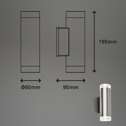 Brilo - LED Kültéri fali lámpa 2xGU10/4,7W/230V IP44 4000K matt króm