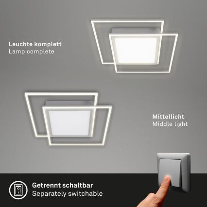 Brilo - LED-es mennyezeti lámpa 2xLED/16W/230V + LED/19W 51,5x51,5 cm 3000K matt króm